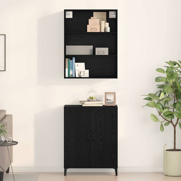 vidaXL Highboard Black Oak 69.5 x 32.5 x 180 cm Engineered Wood