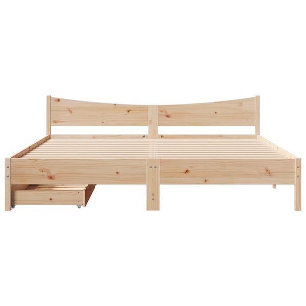 vidaXL Bed Frame with Drawers 200x200 cm Solid Wood Pine