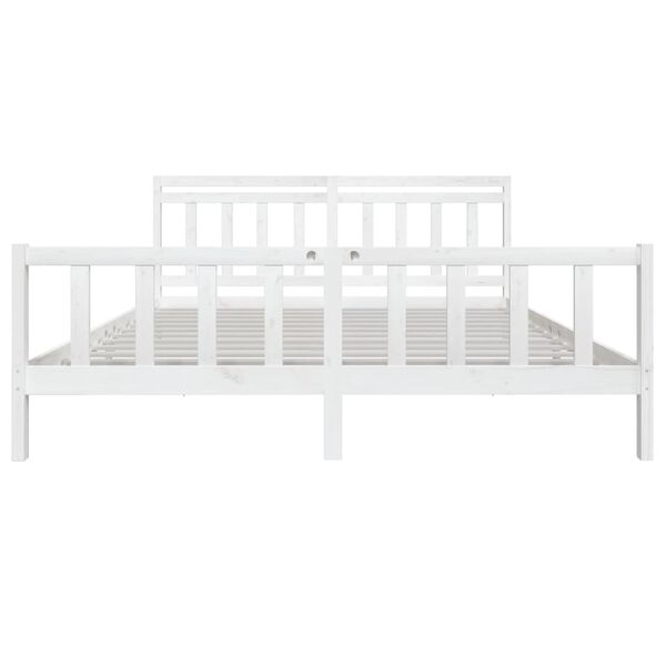 vidaXL Bed Frame without Mattress White Solid Wood 200x200 cm (810103+814115)