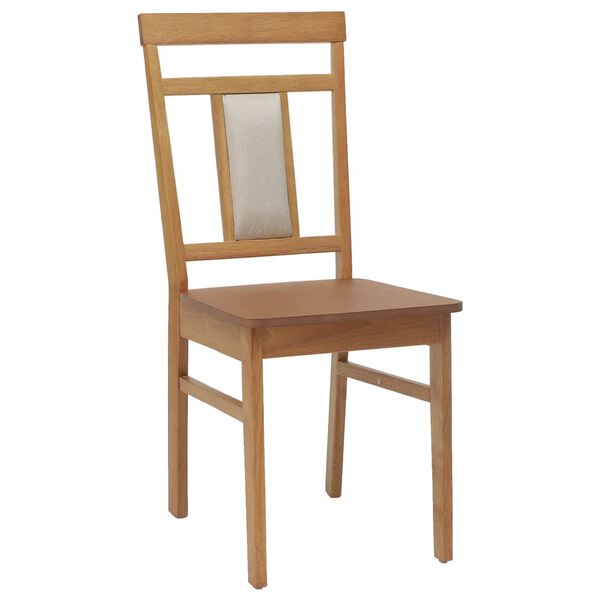 vidaXL Dining Chair 2 pcs Natural Solid Rubber Wood