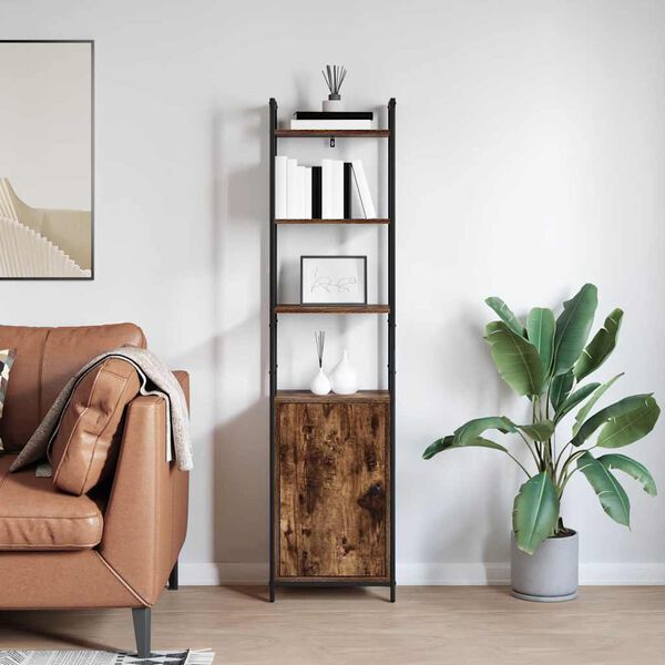 vidaXL Book Cabinet Smoked Oak 40 x 24 x 161 cm Engineered Wood