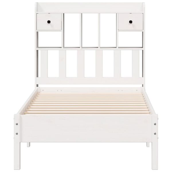 vidaXL Bookcase Bed without Mattress White 90x200 cm Solid Wood Pine