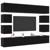 vidaXL TV Cabinet Set Wall-mounted Black Oak Engineered Wood