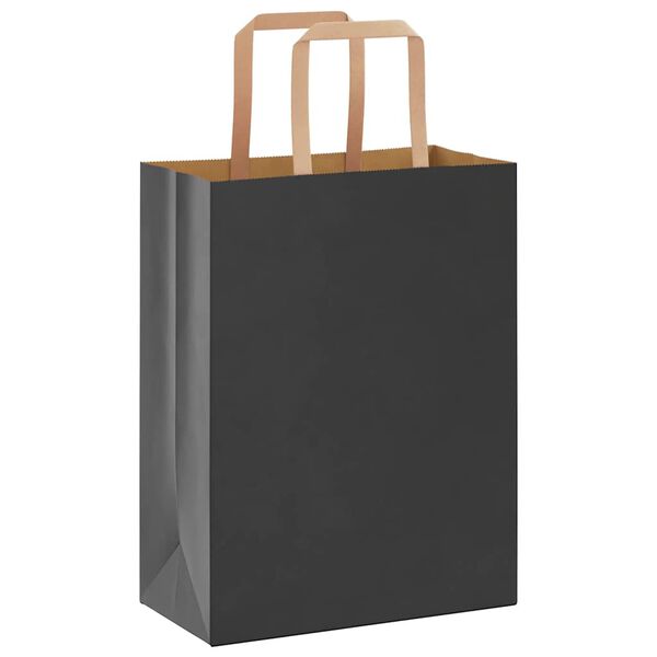 vidaXL Paper Bags 50 pcs with Handles Black 21x11x28 cm
