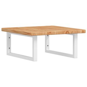 vidaXL Basin Shelf | Light brown | Solid oak wood with varnish finish, Steel
