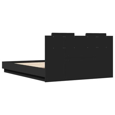 vidaXL Bed Frame with Headboard Black 140x200 cm Engineered Wood