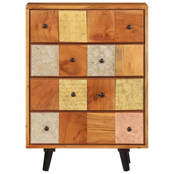 vidaXL Chest of Drawers 55x30x75 cm Solid Wood Acacia and Metal