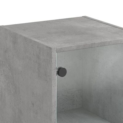 vidaXL Highboard with Glass Doors Concrete Grey 35x37x142 cm