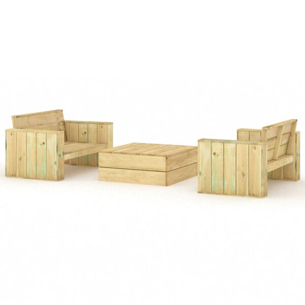 vidaXL 3 Piece Garden Lounge Set Impregnated Solid Wood Pine