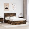 vidaXL Bed Frame Smoked Oak 160 x 200 cm Solid Pine Wood