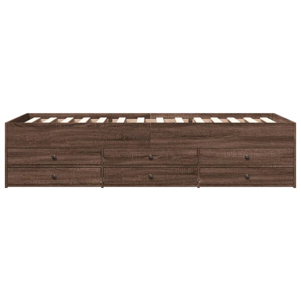 vidaXL Daybed with Drawers without Mattress Brown Oak 90x190 cm Single