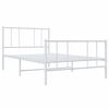 vidaXL Metal Bed Frame without Mattress with Footboard White 75x190cm