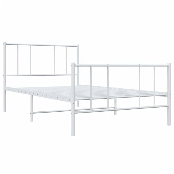 vidaXL Metal Bed Frame without Mattress with Footboard White 75x190cm
