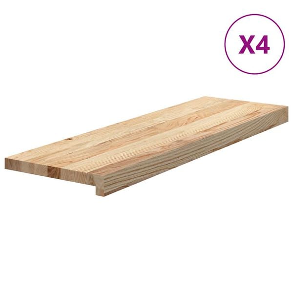 vidaXL Stair Treads 4 pcs Untreated 80x25x2 cm Solid Wood Oak