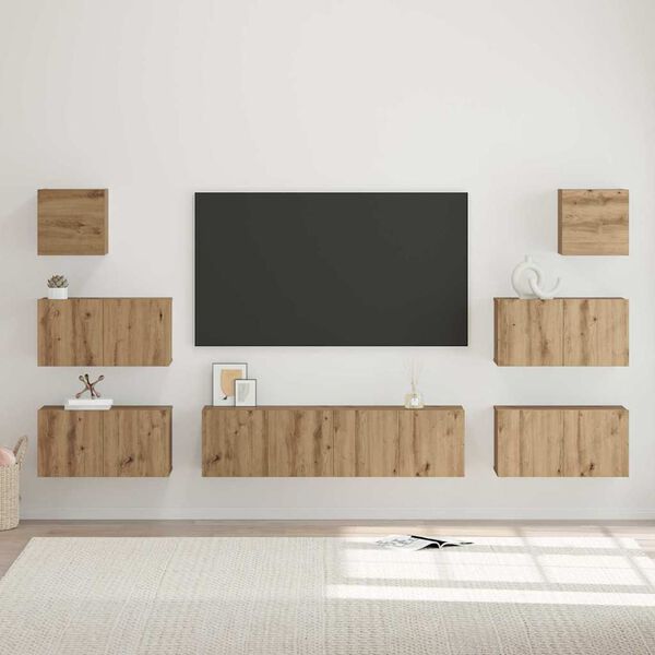 vidaXL TV Cabinet Set Wall-mounted 8 pcs Artisan Oak Engineered Wood