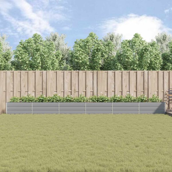 vidaXL Planter Light Grey 580 x 100 x 45 cm Galvanised Steel