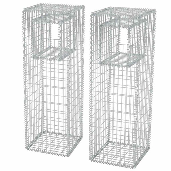 vidaXL Gabion Basket Posts/Planters 2 pcs Steel 50x50x160 cm