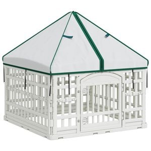vidaXL 4 Panel Dog Playpen with Roof White 88 x 58 cm Plastic