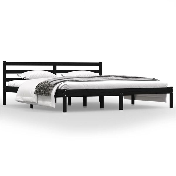 vidaXL Bed Frame without Mattress 180x200cm Black Super King Size