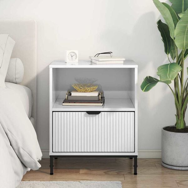 vidaXL Bedside Cabinet with Drawer High gloss white 49 x 36 x 61 cm