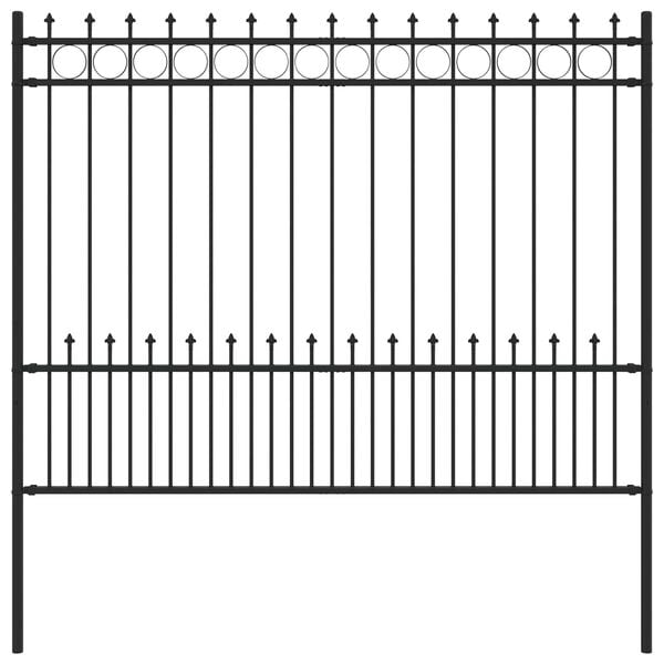 vidaXL Spike Ring Fence Black 200 x 200 cm Powder-Coated Steel