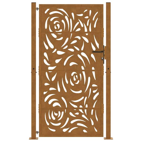 vidaXL Garden Gate 100x175 cm Weathering Steel Flame Design