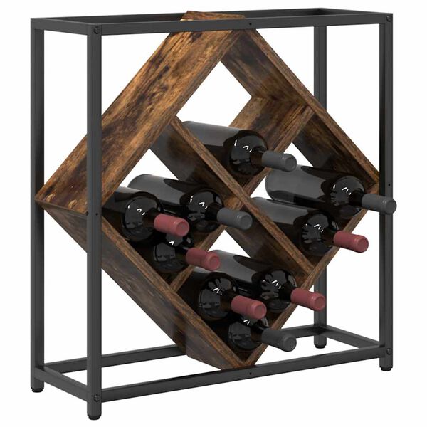 vidaXL Wine Rack Smoked Oak 51 x 18 x 52.5 cm Engineered Wood