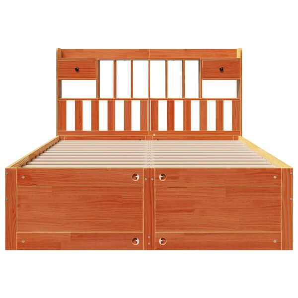 vidaXL Bookcase Bed without Mattress Wax Brown 140x190 cm Solid Wood Pine