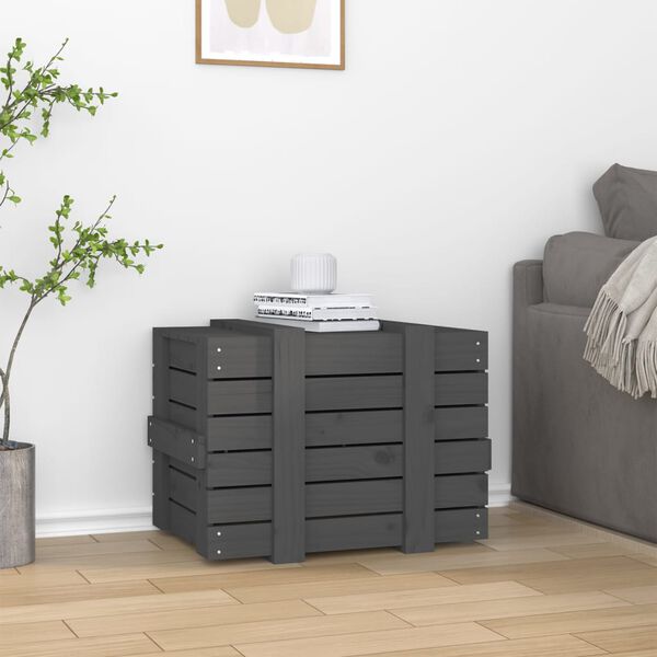 vidaXL Storage Box Grey 58x40.5x42 cm Solid Wood Pine