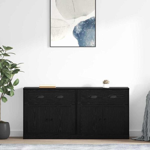 vidaXL Sideboards 2 pcs Black Oak 70 x 35.5 x 67.5 cm Engineered Wood