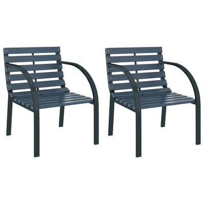 vidaXL Garden Chairs 2 pcs Grey Wood