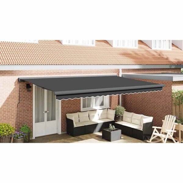 vidaXL Retractable Awning Anthracite 5x3 m Fabric and Aluminium