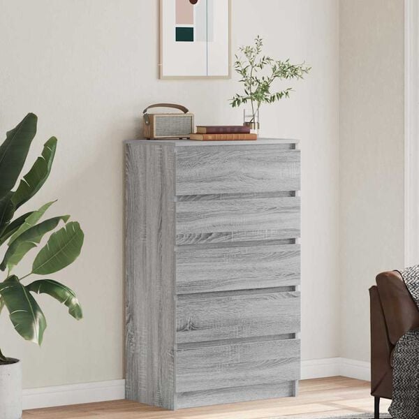 vidaXL Drawer Cabinet Grey Sonoma 60x36x103 cm Engineered Wood