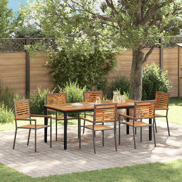 vidaXL Garden Dining Set 7 pcs Grey and Brown 200 x 100 x 75 cm