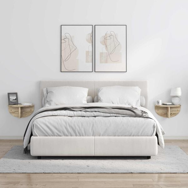 vidaXL Wall Shelf 2 pcs Sonoma Oak 38 x 19 x 19 cm Engineered Wood