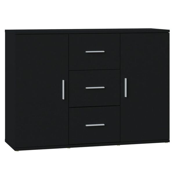 vidaXL Sideboard Black 91x29.5x65 cm Engineered Wood