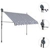 vidaXL Manual Retractable Awning with LED 300 cm Blue and White
