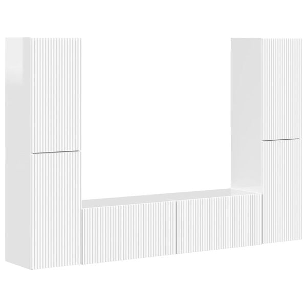 vidaXL TV Cabinet Set 6 pcs High Gloss White Engineered Wood