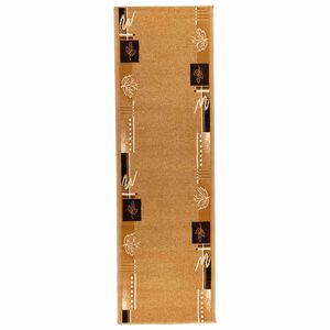 vidaXL Runner Rug FLORNES Woven Ochre Leaves 67 x 150 cm PP 7 mm
