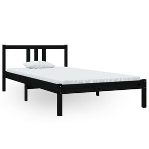 vidaXL Bed Frame without Mattress Black Solid Wood 100x200 cm
