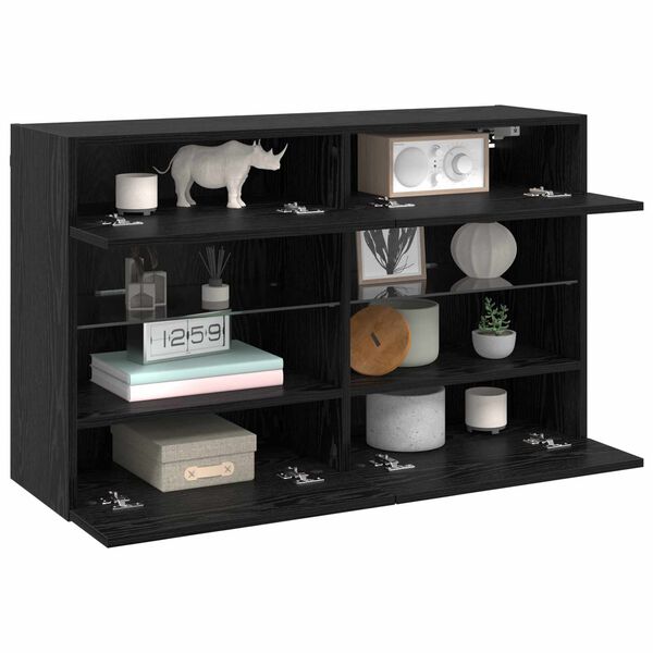 vidaXL TV Wall Cabinet Black Oak 98.5 x 30 x 60.5 cm Engineered Wood