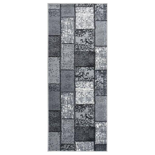 vidaXL Runner Rug BCF Grey with Block Pattern 100x150 cm