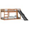 vidaXL Bunk Bed with Slide&Ladder without Mattress Wax Brown 90x200 cm