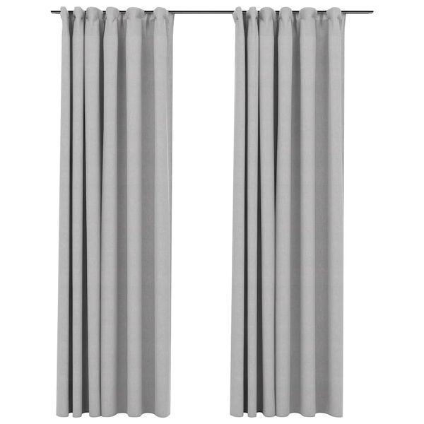 vidaXL Linen-Look Blackout Curtains with Hooks 2 pcs Grey 140x245 cm