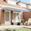 vidaXL Retractable Awning Manual Blue and White 350 x 200 cm