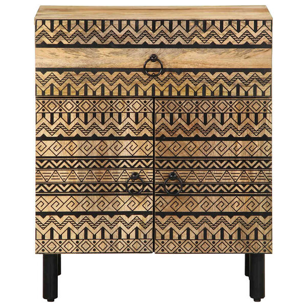 vidaXL Bed Cabinet Black 50x33x60 cm Solid Rough Wood Mango