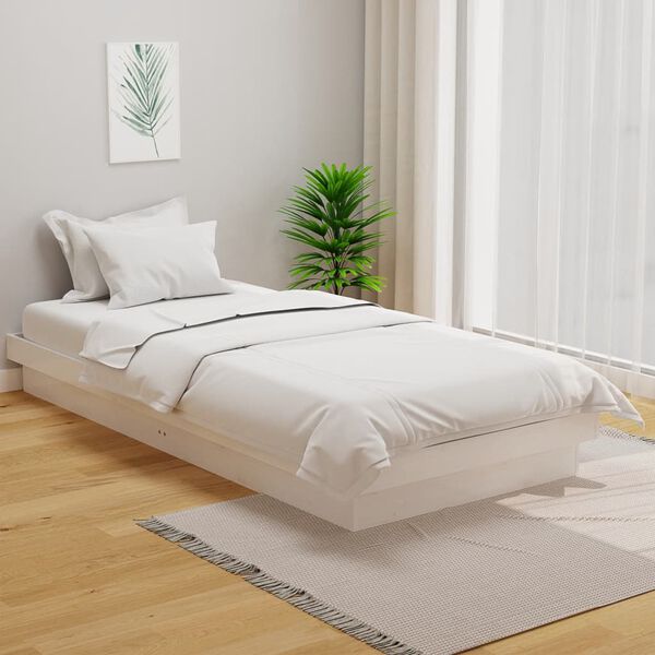 vidaXL Bed Frame without Mattress White Solid Wood 100x200 cm