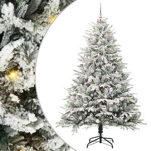 vidaXL Artificial Pre-lit Christmas Tree with Ball Set Green 210 cm