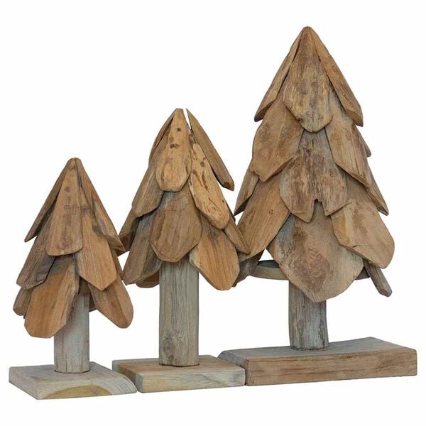 vidaXL Christmas Tree with Stand 3 pcs Brown Solid teak wood