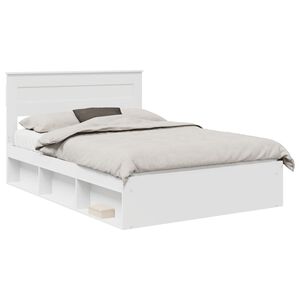 vidaXL Bed Frame with Headboard White 140 x 200 cm Solid Pine Wood